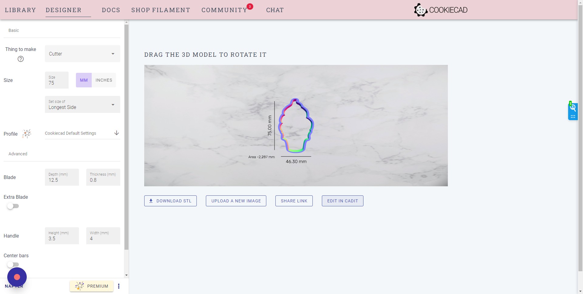 Click &quot;EDIT IN CADIT&quot;