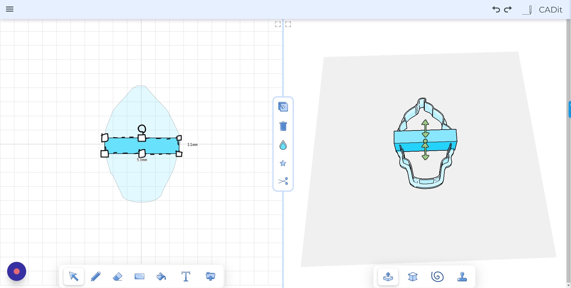 The bar is now filled in but it is too tall Use the arrows on the 3D side to make it shorter